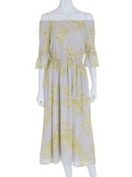 【DUO】 ミディアムフラワーロングOP/ライトグレー