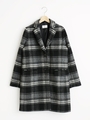 シングルチェスターコート/ブラック柄