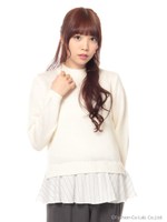 ストライプペプラムニットプルオーバー/Ivory