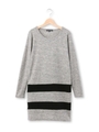 ビジュー使いボールドボーダーワンピース/グレー(512)