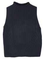 リブニットベスト/ブルー