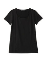 [L]リヨセルコットン天竺カットソー/ブラック(019)