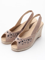 【twinktwink】きらきらビーズウエッジサンダル/ベージュ