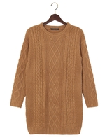 ケーブルクルーＮ／ニットＯＰ/キャメル