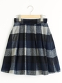 シャギーチェックスカート/ブラウン柄