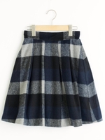 シャギーチェックスカート/ブラウン柄