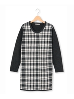 ジャガードチェック柄ワンピース/グレー(512)