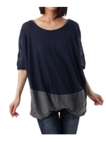 バイカラーバルーンカットソー/ネイビー系(594)