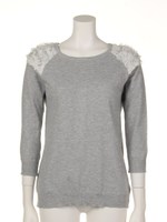 バックZIPシフォン切替ニット/サックス