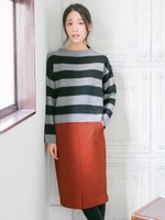 フロントスリットペンシルスカート/レンガ