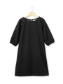 五分袖パフスリーブサックワンピース/ブラック(019)