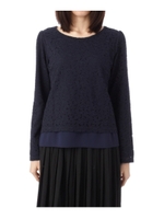 透かしフラワーレースカットソー/ネイビー(493)