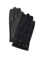 【スマホ対応】レザー切替ウィンドーペン柄グローブ　/ネイビー(093)