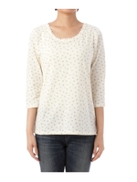 クローバープリント七分袖プルオーバー/ホワイト(102)