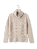 ケーブルタートルニット/ネイビー(093)