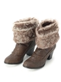 ファー付き2wayショートブーツ/ブラウン系(043)