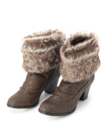 ファー付き2wayショートブーツ/ブラウン系(043)