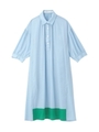 ブライトツイル七分袖シャツワンピース/サックス(590)