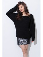 ミドルゲージBネックニットTOP/GRAY