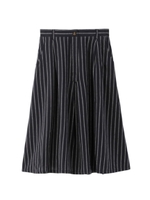 リネン混ストライプスカート/ネイビー(393)