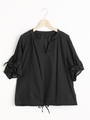リボンスリーブブラウス/ブラック