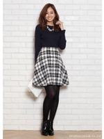 ループチェックスカート/ピンク