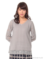 レースレイヤードチュニック/グレー系