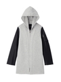 レザー調袖切り替えロングパーカ/ライトグレー(911)
