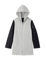 レザー調袖切り替えロングパーカ/ライトグレー(911)