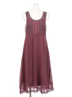 楊柳シフォン×レースSETマキシワンピース/ボルドー