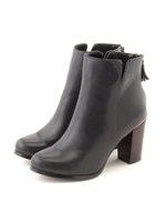 BBC バックファスナーショートブーツ80 (ヒール8cm)/BLACK