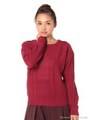 ZIPショルダーケーブルプルオーバー/Red