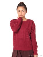 ZIPショルダーケーブルプルオーバー/Red