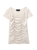 [L]ダブルギャザーリヨセルカットソー/ライトグレー(011)