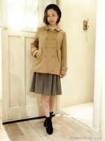 【F i.n.t】フード付き丸衿Pコート/RED