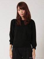 【カタログ掲載】袖レースハイゲージニット/ブラック