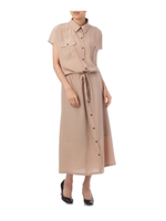 ジョーゼットマキシシャツワンピース/サンドベージュ(053)