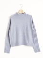 ネップ入り袖リブプルオーバー/グレー