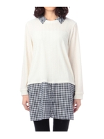 フェイクレイヤードニットワンピース/ホワイト(502)