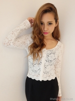 フラワーレースカーデ/WHT