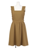 フリルエプロンワンピース/ベージュ