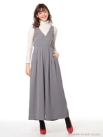 プランジングレース切替ワイドロンパース/キャメル