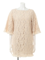 レース×フリンジサックワンピース/モカカーキ