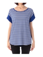 配色切り替え2WAYボーダーカットソー/ブルー系(592)