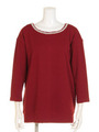カットジャガードビジューエッグラインチュニック/レッド