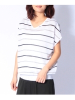 カラーボーダードルマンニット/オフホワイト(303)