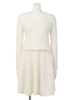 シンプル袖リブニットワンピース/ピンク