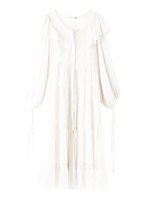 ストライプジャガードシフォンドレス/OWHT