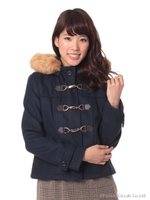 フードファー付きショートダッフル/ネイビー