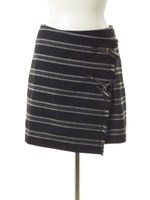 フラノボーダーラップスカート/ネイビー